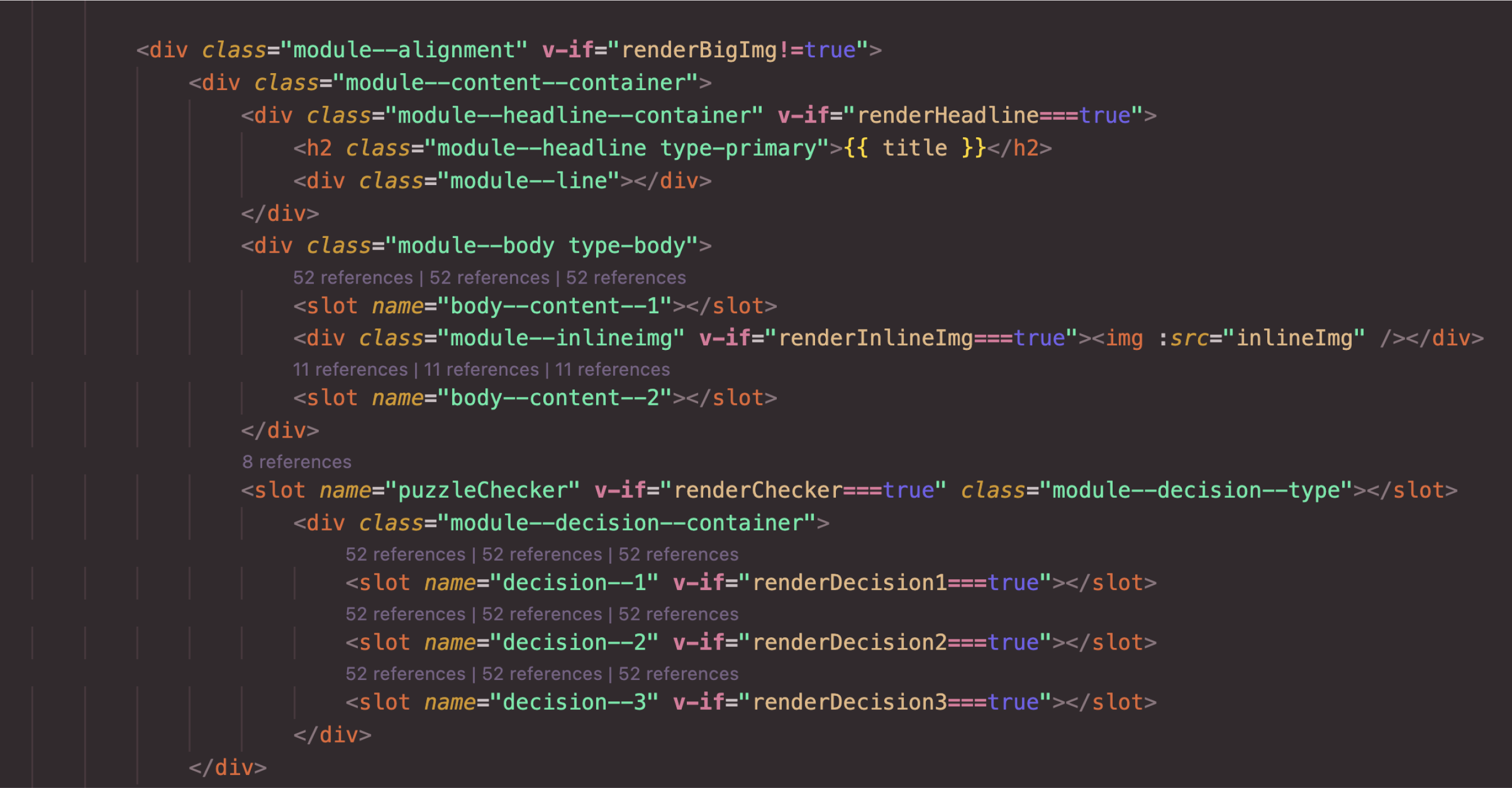 screenshot of a modular vue.js code block